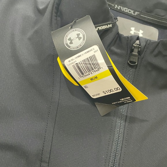 Under Armour Mens M Loose Windstrike Storm Full Zip Jacket Golf Black $100 - Picture 11 of 12